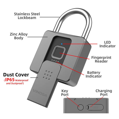 VINOGA Fingerprint Padlock VL09