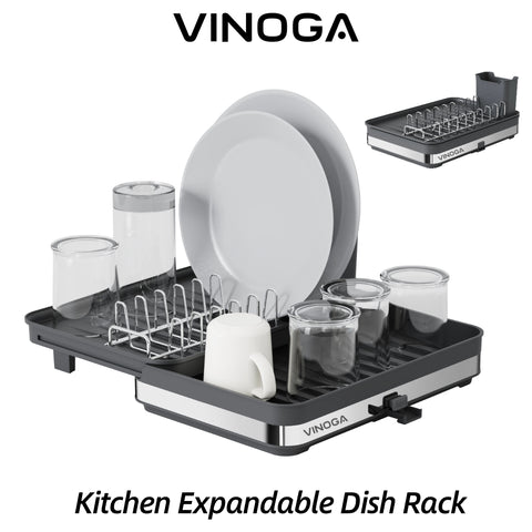 VINOGA Expandable Dish Rack Black