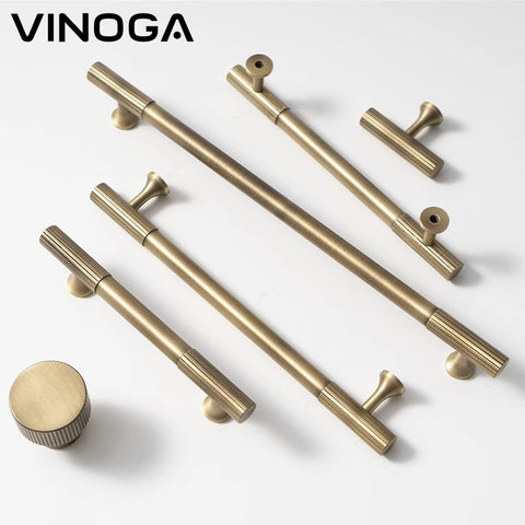 Antique Knurled Brass Cabinet Handles V108B