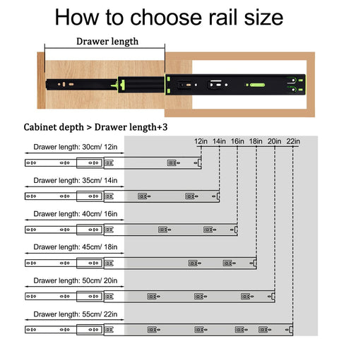 Soft Close Drawer Slides 10"-20" Black