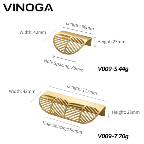 Leaf Shape Brass Cabinet Handles V201 V202