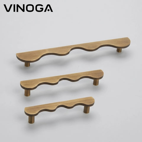 Antique Ripple Brass Cabinet Handles V127A