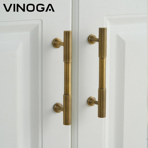 Antique Knurled Brass Cabinet Handles V108B