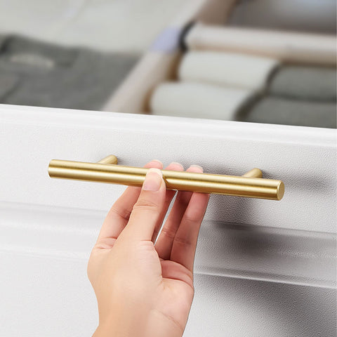 Classic T-Bar Brass Cabinet Handles V105