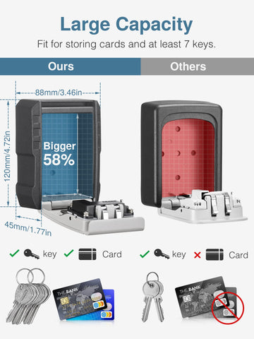 VINOGA Key/Card Lock Box with Key Hook VL08