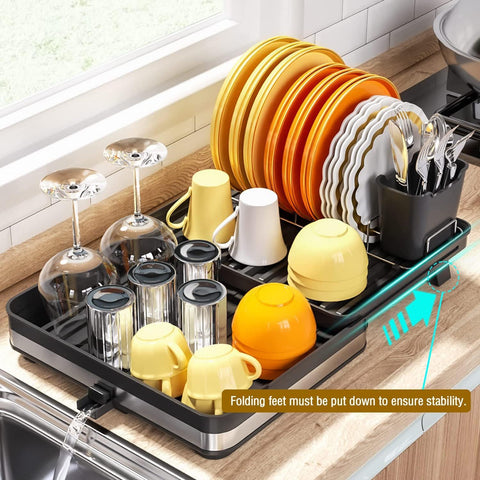 VINOGA Expandable Dish Rack Black