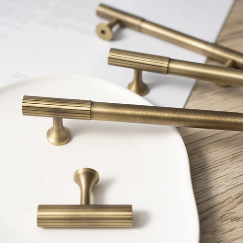 Antique Knurled Brass Cabinet Handles V108B