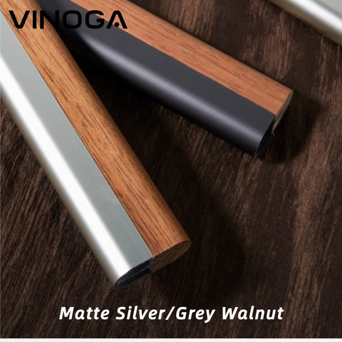 Oval Aluminum & Walnut Wood Hanging Rod | Top & Side Mount