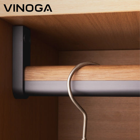 Oval Aluminum & Walnut Wood Hanging Rod | Top & Side Mount