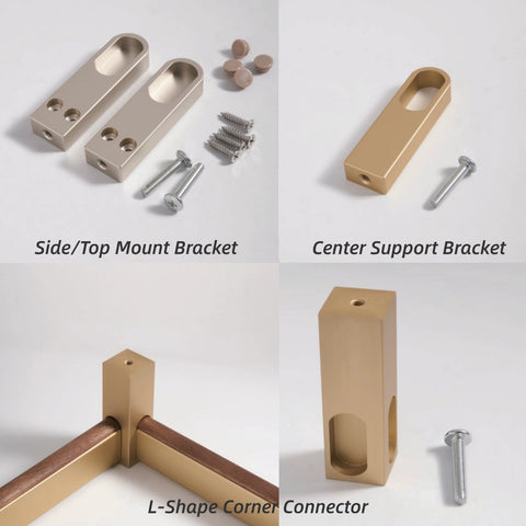 Oval Aluminum & Walnut Wood Hanging Rod | Top & Side Mount