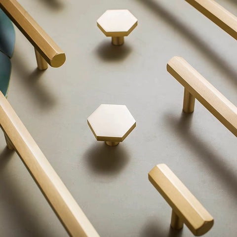 Hexagon Brass Cabinet Handles V103