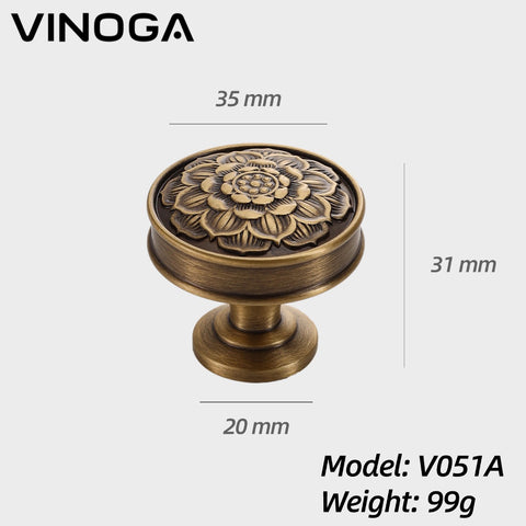 Antique Solid Brass Cabinet Knob V051A