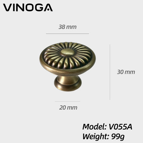 Antique Solid Brass Cabinet Knob V055A