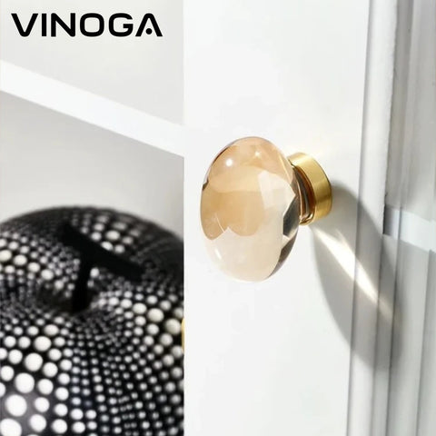 Solid Brass & Crystal Cabinet Knob V060