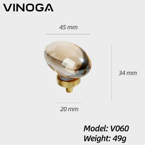 Solid Brass & Crystal Cabinet Knob V060