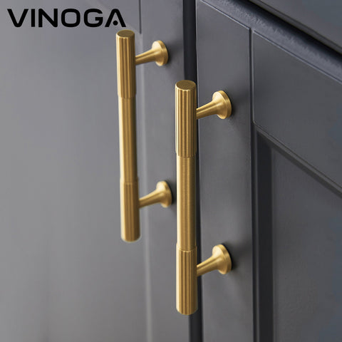 Knurled Brass Cabinet Handles V108