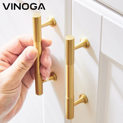 Knurled Brass Cabinet Handles V108