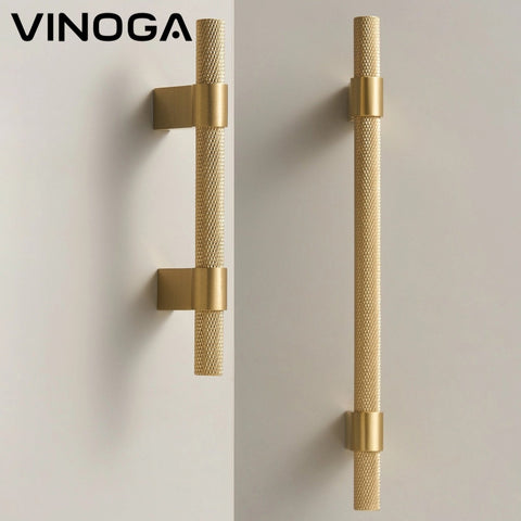 Luxe Grid Knurl Brass Cabinet Handles V121