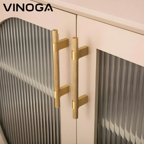 Luxe Grid Knurl Brass Cabinet Handles V121