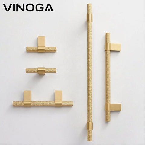 Luxe Grid Knurl Brass Cabinet Handles V121