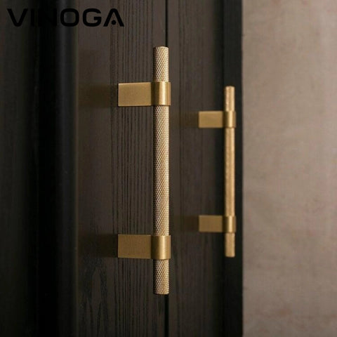 Luxe Grid Knurl Brass Cabinet Handles V121