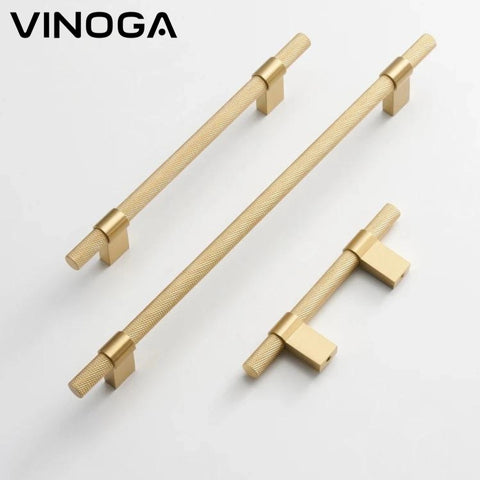 Luxe Grid Knurl Brass Cabinet Handles V121