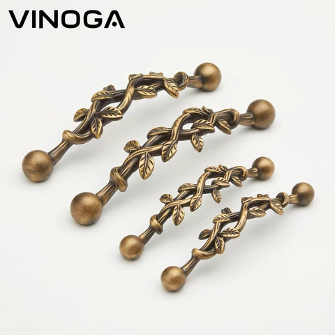 Antique Botanical Vine Brass Cabinet Handles V124A