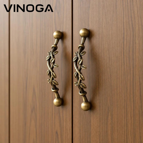 Antique Botanical Vine Brass Cabinet Handles V124A