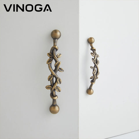 Antique Botanical Vine Brass Cabinet Handles V124A