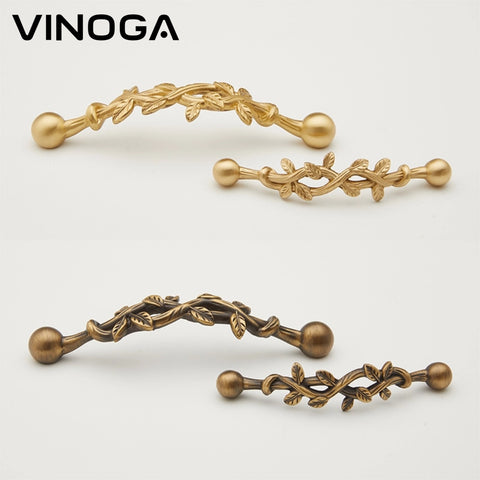 Antique Botanical Vine Brass Cabinet Handles V124A