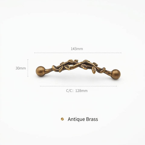 Antique Botanical Vine Brass Cabinet Handles V124A