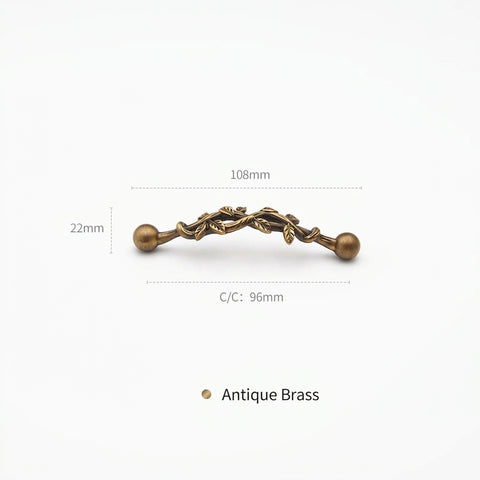 Antique Botanical Vine Brass Cabinet Handles V124A