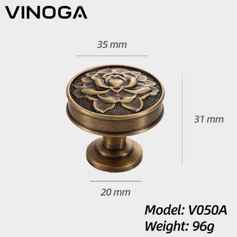 Antique Solid Brass Cabinet Knob V050A