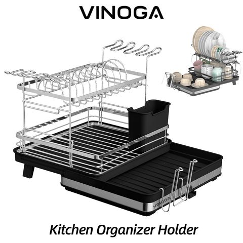 VINOGA Expandable Dish Rack Black Large