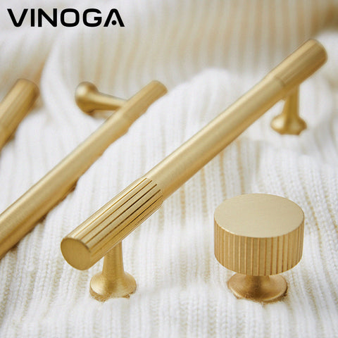 Knurled Brass Cabinet Handles V108