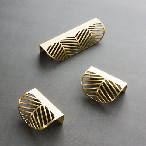 Leaf Shape Brass Cabinet Handles V201 V202