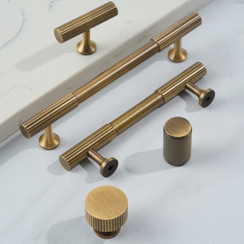 Antique Knurled Brass Cabinet Handles V108B