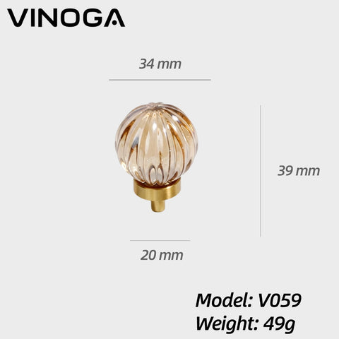 Solid Brass & Crystal Cabinet Knob V059