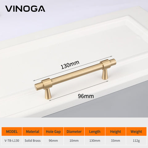 Ribbon T-Bar Brass Cabinet Handles V102