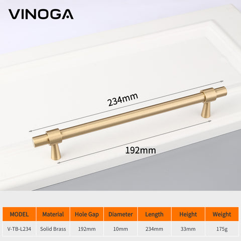 Ribbon T-Bar Brass Cabinet Handles V102